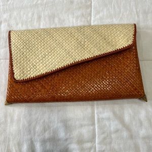 Woven Tan and Cream Clutch